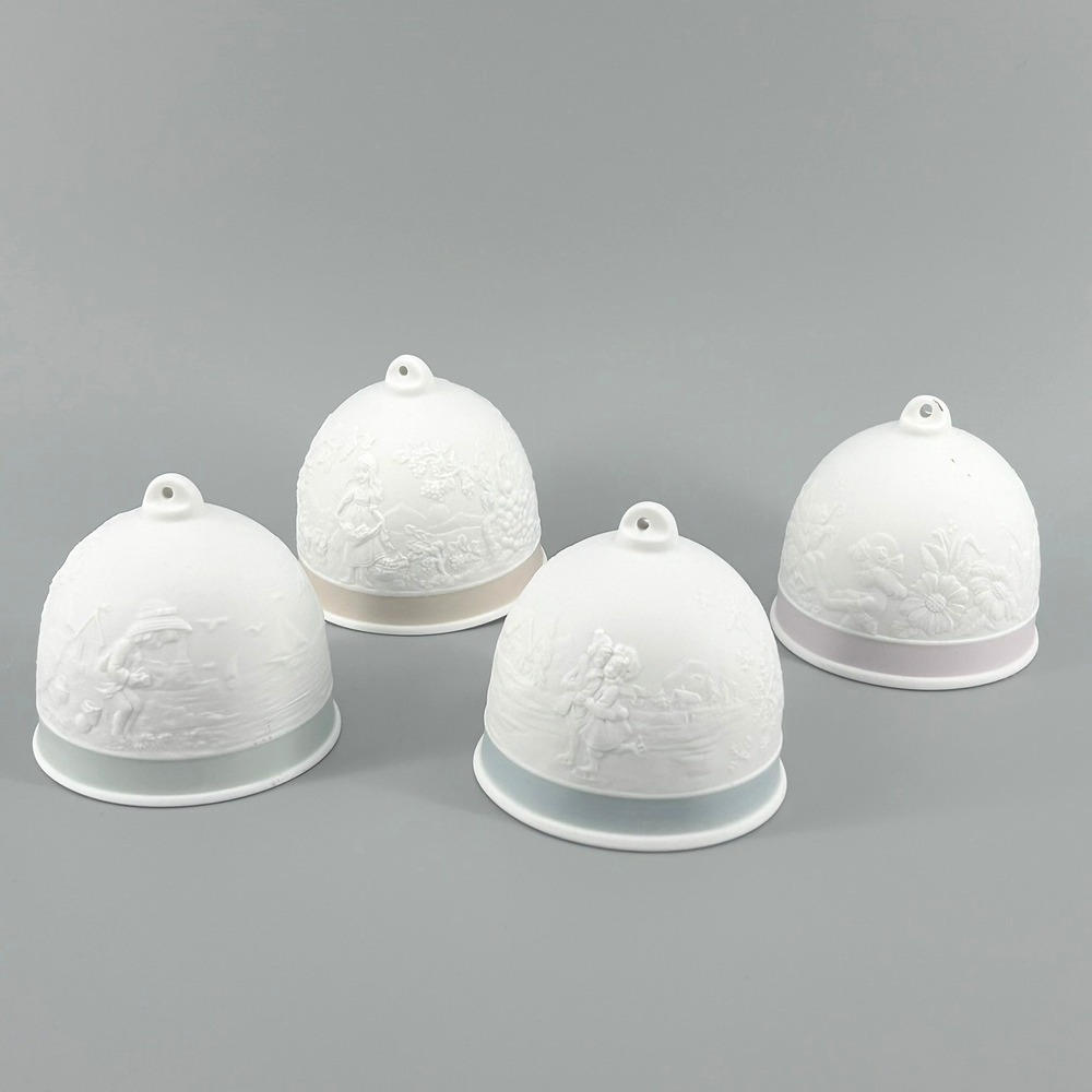 Lladro Collectors Society Bisque Porcelain Bells Set 1991 1992 1993 1994 White